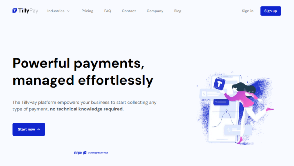 TillyPay no code payment solution
